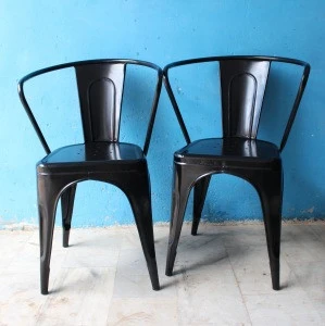 Black Industrial Retro Style Metal Dining Chairs For Indoor And Out Door Use Furniture