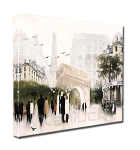 Cafe Paris Famous Building Streetscape Reproduce Painting Canvas