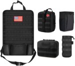Car Seat Back Organizer with 4 Detachable Molle Pouch, Upgrade Tactical Vehicle Panel Organizer Storage Bag with Multi-Pocket
