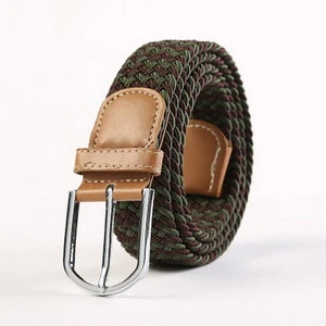 Charmcci 13205 Braided Belts Elastic Fabric Woven Stretch Multicolored Customized Wholesale Fashion Belt