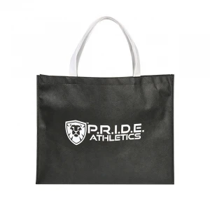 Cheap Custom Printed Recyclable Black Non Woven Shopping Bags With Logo