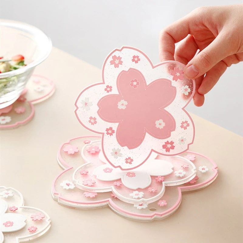 Cherry blossom insulation table mat home office non-slip tea cup milk cup coffee cup mat