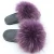 Import Children popular style genuine fox fur slipper wholesale kids fur slides from China