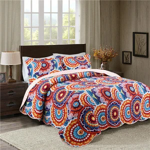chinese cheap polyester turkey american commercial style hand embroidered elegant beautiful patchwork quilted bedspreads