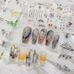 Chinese Painting Ink Bamboo Transfer Paper Ultra Thin 3d Flower Nail Sticker Glitter Nail StickerPatch Paper Accessories