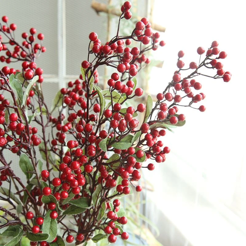 Christmas red bean branch berry artificial flower manufacturer home decoration