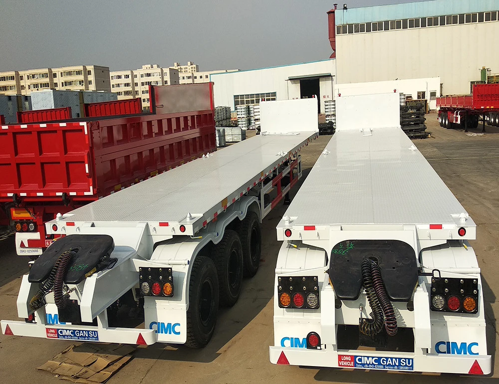 CIMC HUAJUN tri-axle container transport semi truck trailer high strength steel long-distance transport flatbed semi trailer