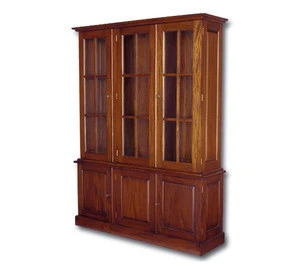 Classic Almirah Design Mahogany Industrial Bookcase 3 door - Book safe Furniture