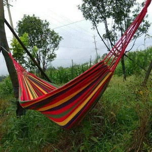 Color bar outdoor camping hammock anti-side-turn canvas hanging sheets double casual color hammock