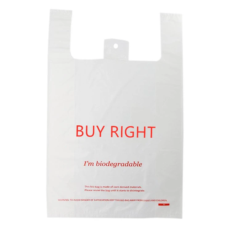 Corn Starch PLA Semi-transparent Custom Printed Plastic Bag t-shirt Shopping Biodegradable Poly Bags