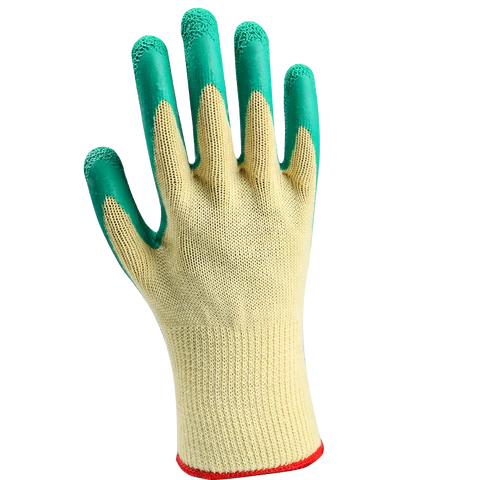 crinke latex coated working gloves poly/cotton blend with latex dipped palm