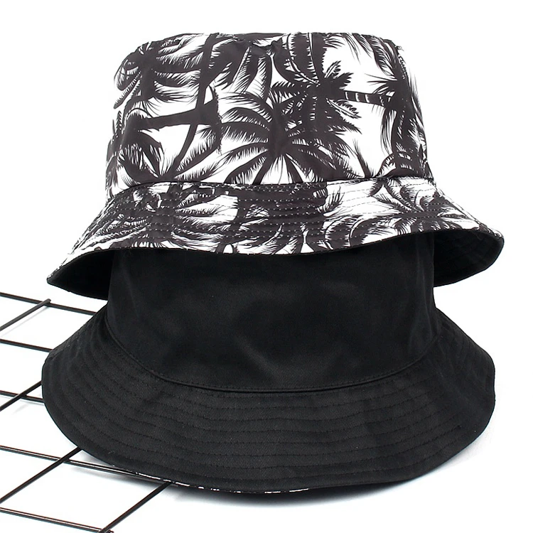 Custom all over print organic cotton reversible double sided bucket hat pattern