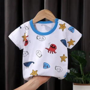 Custom Baby Clothes Kids Clothing Natural Fabric Summer Baby Clothes Boys and Girls Baby Shirts & Tops
