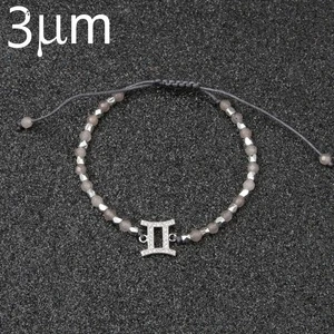 Custom Bracelet for Women Moon Stone Beads 12 Zodiac Copper Charm Knit Adjustable Bracelet Personalized Birthday Gift