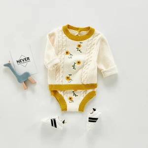 custom fashion knit clothes baby suit infant girl clothes baby clothing sets