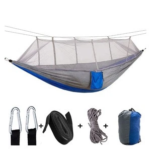 Custom Folding 2 Person Outdoor Heavy Duty Nylon Canvas Camping Hammock with Mosquito Net