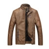 Custom mens vintage stand collar Pu leather jacket man