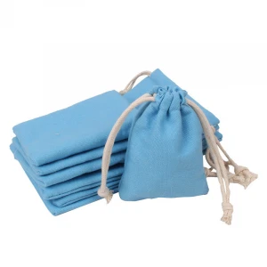 Custom multicolor biodegradable small cotton dust drawstring bag