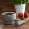 Custom Premium Round Natural Stone Polished Granite Mortar and Pestle Set for Grinding Spice/Coffee