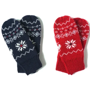 Custom Winter Thick Knitted Hand Muffs Fashion Jacquard Embroidered Logo Mittens Thick Plush Gloves