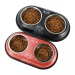 Customer Color Double Pet Feeder Bowls Stainless Steel Dog Bowls With Non-slip Silicone Gasket