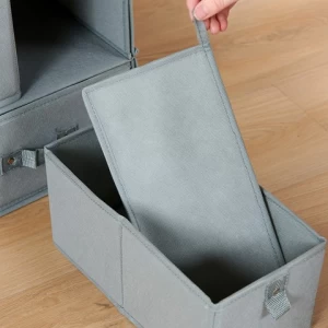 Customizable Non-woven Fabric Underwear Bra Cloth Organizer Storage Case with Handle Storage Box with 2-layers drawer