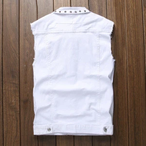 Customized high quality men casual suit white waistcoats with rivet for young boys