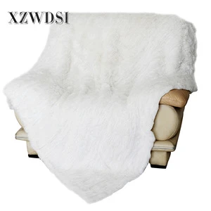 CX-D-10H High Quality China Fluffy Rabbit Fur Blanket Bed Throws