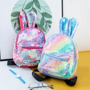 CZ-212 Sequin School Backpack for Girls Boys Kids Cute Kindergarten Bookbag Glitter Sparkly Back Pack