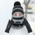 DDA556 Plain Fleece Lined Knitted Hat Touch Screen Gloves Lady Collar Sets Warm Knit Beanie Pom Pom Winter Hats Gloves Scarf Set