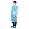 Disposable SMS 40GSM M Blue Lab Coat with Knit Collar and Cuff