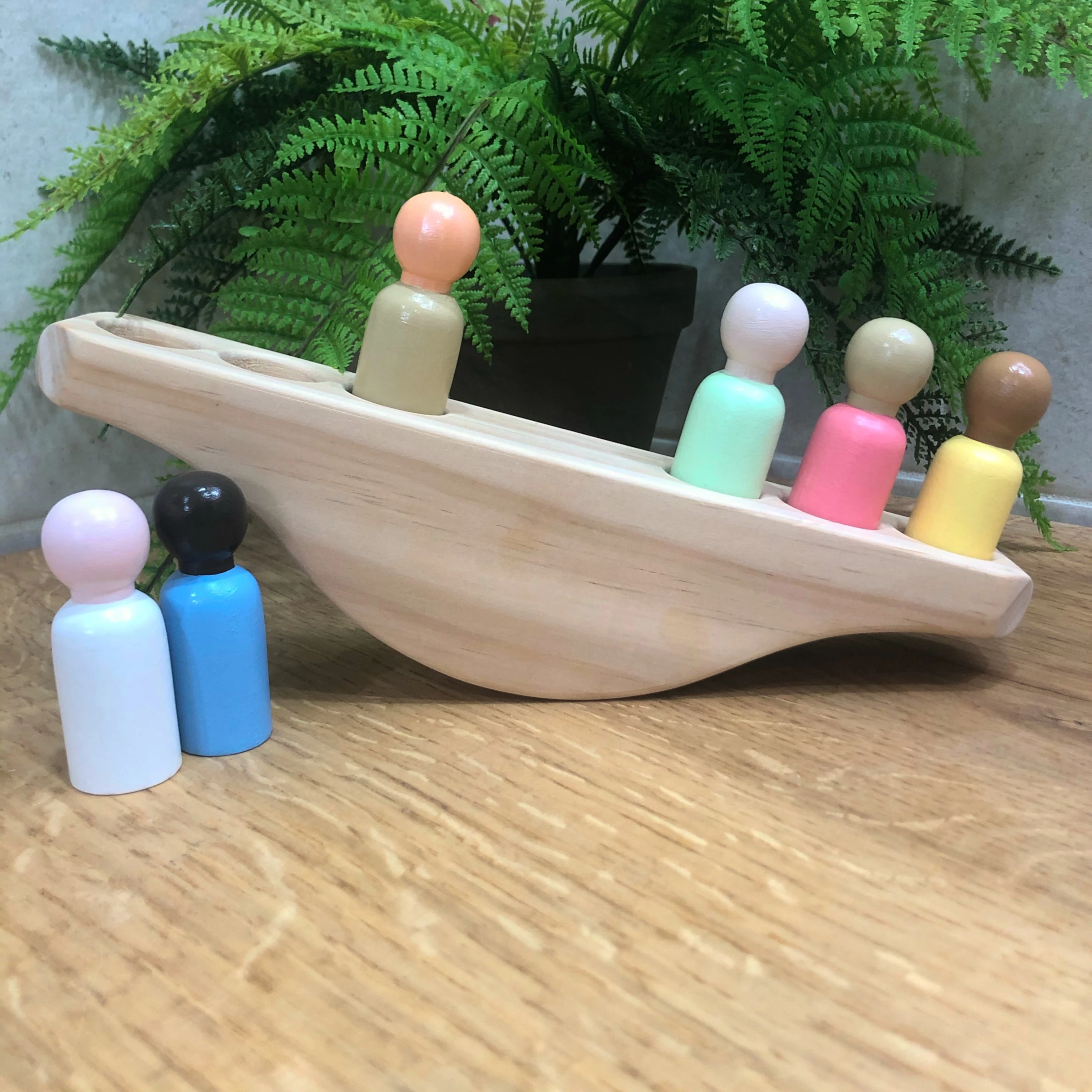 DIY Wood Crafts Educational Wooden Balancing Scale With 6 Peg Dolls Wooden Balancing Toy