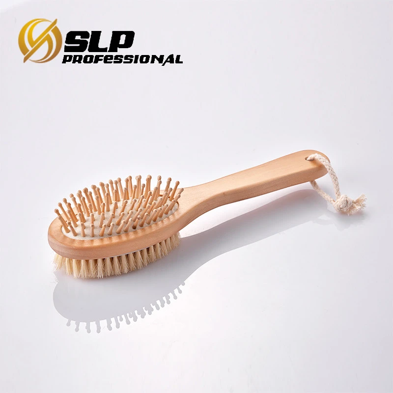 Double Side Massage Bristle short Wooden Handle Bath Brush Spa Shower Body Cleaning Scrubber