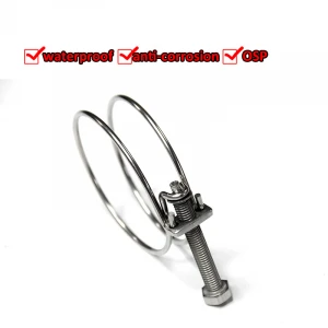 Double Wire Hose Clamp,Adjustable Hose Pipe Clamps with Screws Bolts Locking,Stainless Steel Clamp