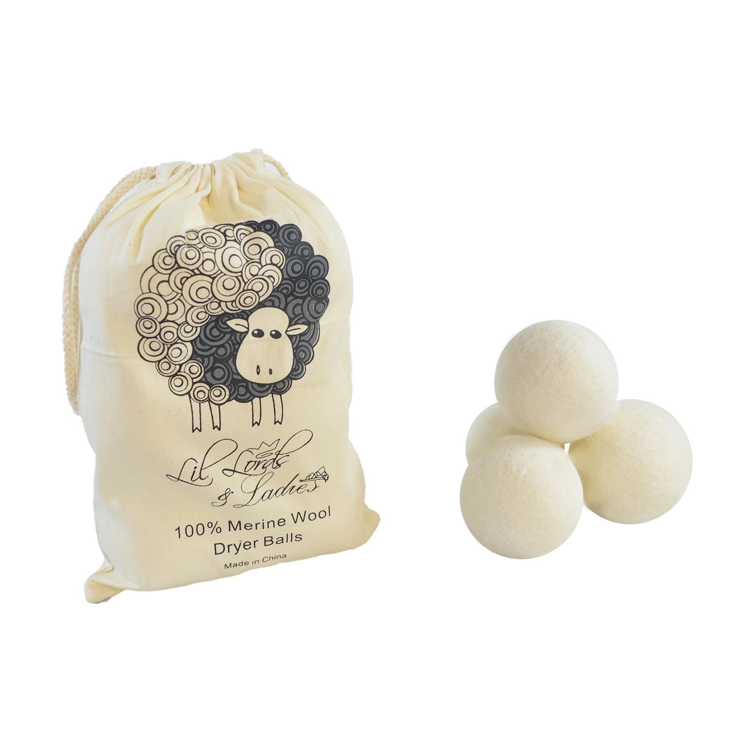 Eco-friendly Premium Reusable Softening 100% New Zealand Organic Wool Dryer Balls For Laundry