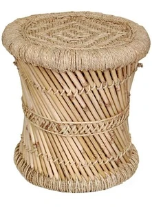 Ecofriendly Natural Mudda Bamboo Stool for Indoor/Outdoor (38x38x38 cm)