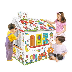 Educational Drawing Toy 3D Puzzle House Color Painting Toys DIY Doodle