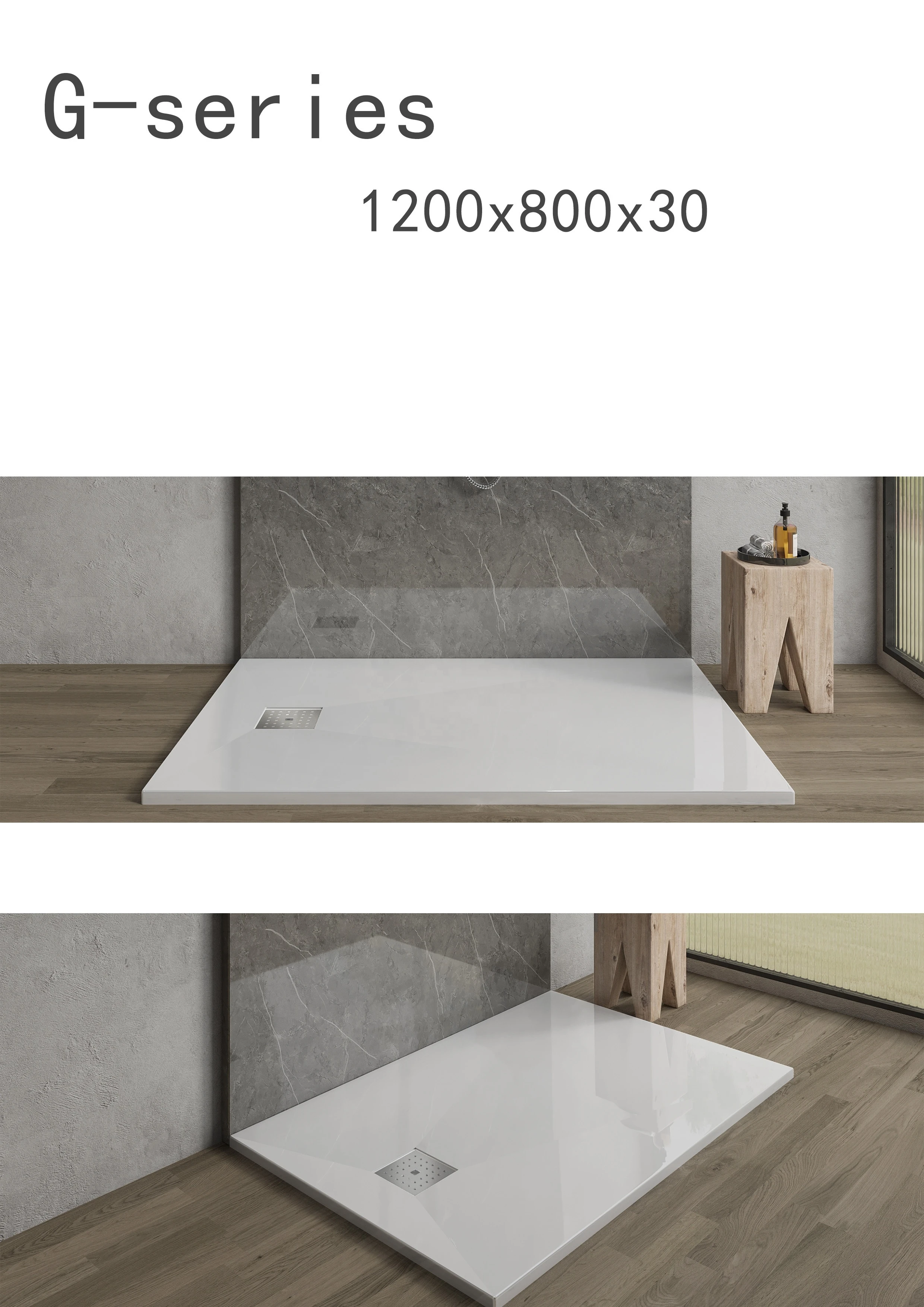 European bathroom marble resin stone texture waterproof shower pan tray