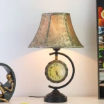 European-style table lamp bedroom bedside lamp creative fashion with mute clock home living room bedside table lamps