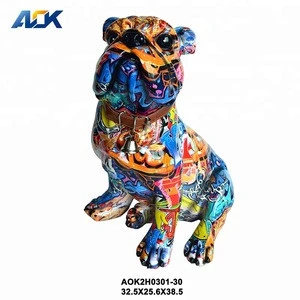 Factory 3D customize Big  animal French Dog indoor Home Decoration Craft Resin Animal Sculpture Statues