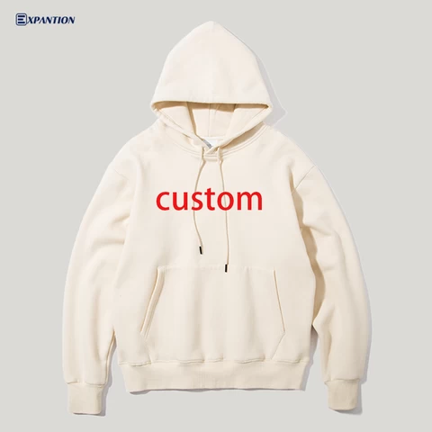 Factory Custom Printing Sports Oversized Streetwear Couple Hoodie Dropped Shoulder Apricot Basic Pullover Sweatshirt