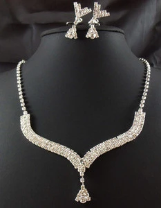 Factory custom V shape necklace bowknot earring bridal jewelry