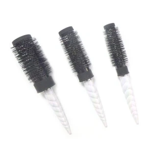 fancy custom hair brush ceramic tube round electroplated hair brush