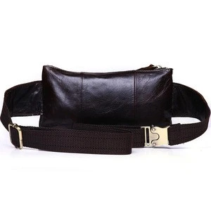 Fanny pack Genuine leather  wholesale chest bag unisex waist pack men waxy leather waist bag
