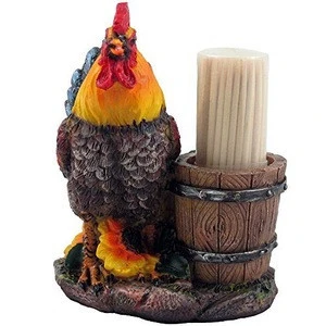 Farm Rooster and Old Fashioned Water Pail Toothpick Holder