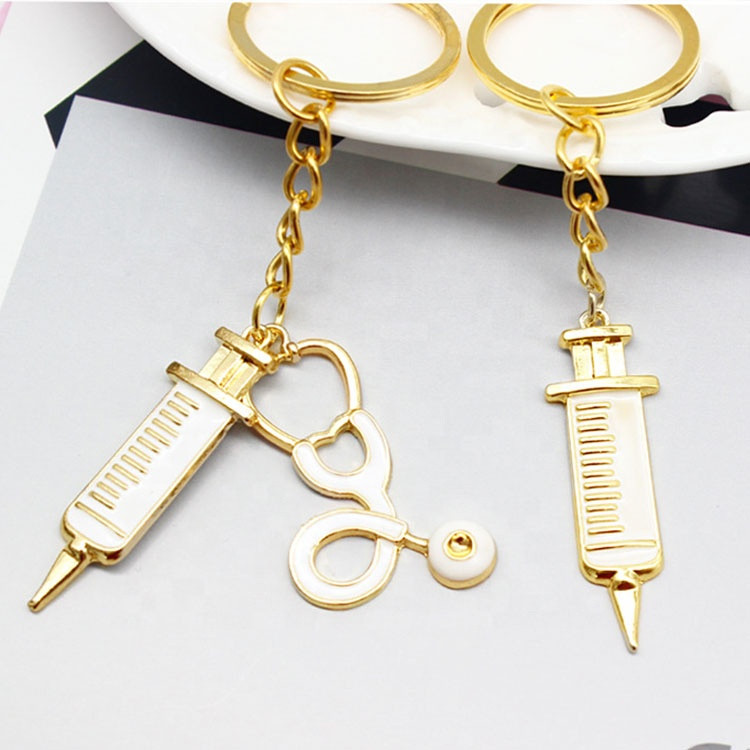 Key Rings Ergenomic Buy Fashion Design Gold Medical Syringe Stethoscope Keychain Metal ...