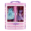 Fashion Dollhouse Furniture 18 Items/Set=1 Wardrobe + 6 Shoes+6 Hangers+2 Handbags+1 Dolls +3 Doll Dresses For Doll Dressing