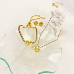Fashion Simple Minnie Flat Snake Chain Bracelet And Heart-Shaped Mickey Necklace Set Three-Piece Suit