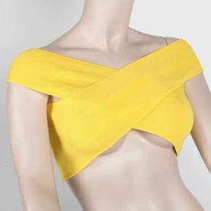 Fashion spring/summer sexy women front and back cross V neck sleeveless crop sweater Top