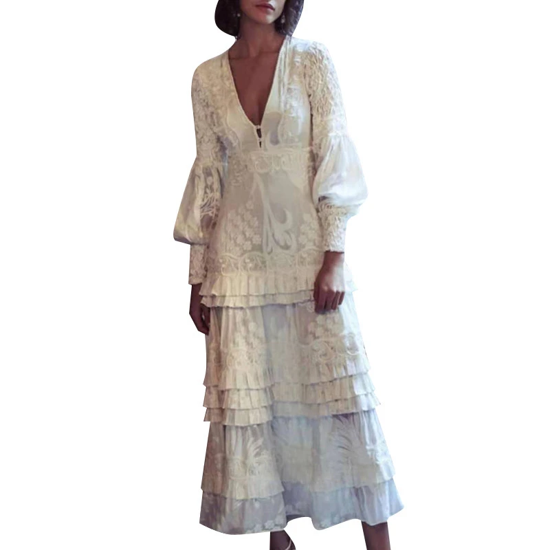 Fashion stylish comfortable white maxi dress cotton dress material beach wedding dress